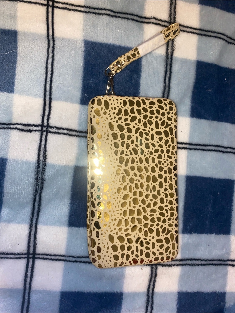 Wristlet Phone Case with Gold Animal-Print Accent